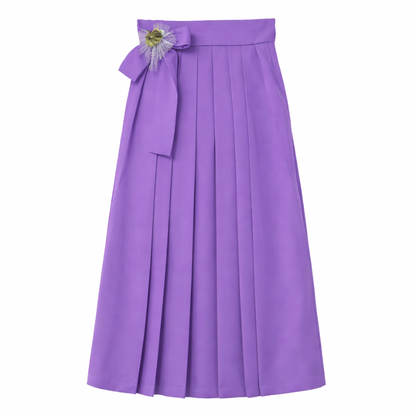 Hakama Femme En Jupe Longue Violette Avec Plis Élégants, hakama femme en violet