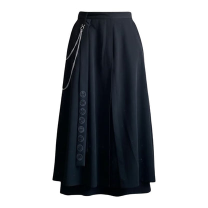 Hakama Homme Pantalon Long Noir Avec Superposition Fluide, Hakama Homme long noir