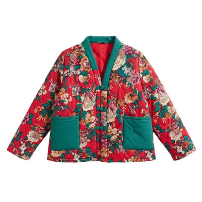 Hanten Femme Rouge Intense En Motif Floral, hanten femme à motif floral