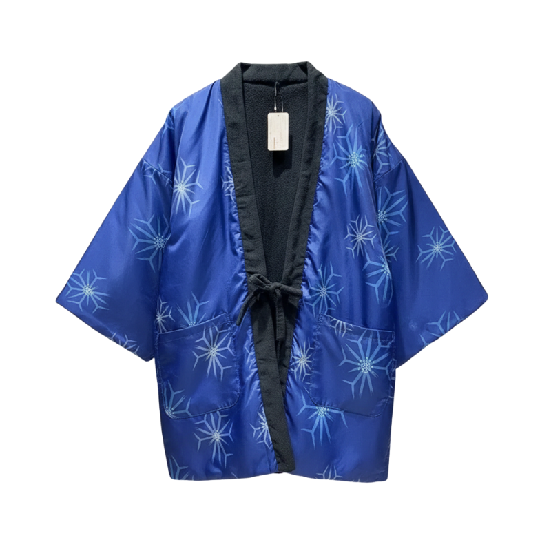 Hanten Homme Japonais Bleu à Motif Géométrique, hanten homme japonais bleu