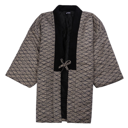 Hanten Homme Japonais à Motif Seigaiha, Hanten Homme Japonais avec Noeud