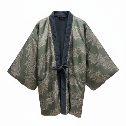Hanten Homme Japonais Vert À Motifs Traditionnels, hanten homme vert