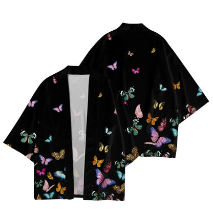 Haori Femme En Motif Papillons Multicolores Élégants, haori femme stylé