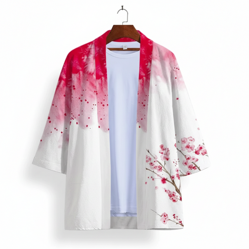 Haori Homme Japonais Coupe Ample à Imprimé Floral, Haori Homme Japonais 