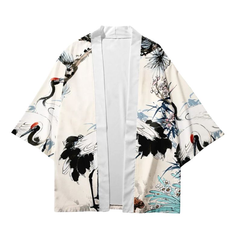 Haori Homme Style Japonais Traditionnel Grues Symboliques, Haori Homme 