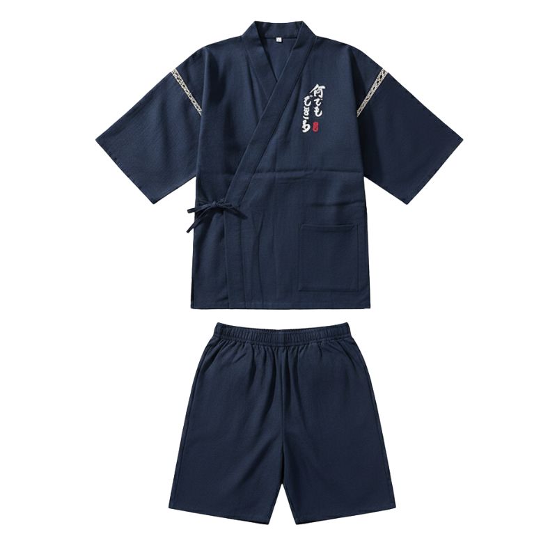 Jinbei Homme Japonais Avec Calligraphie Et Coupe Ample, Jinbei Homme coupe ample