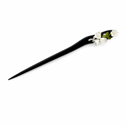 Kanzashi Baguette Cheveux Avec Fleurs Blanches, Kanzashi stylé
