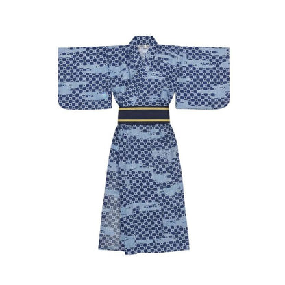 Kimono Japonais Bleu À Motifs Géométriques, Kimono Japonais Bleu 