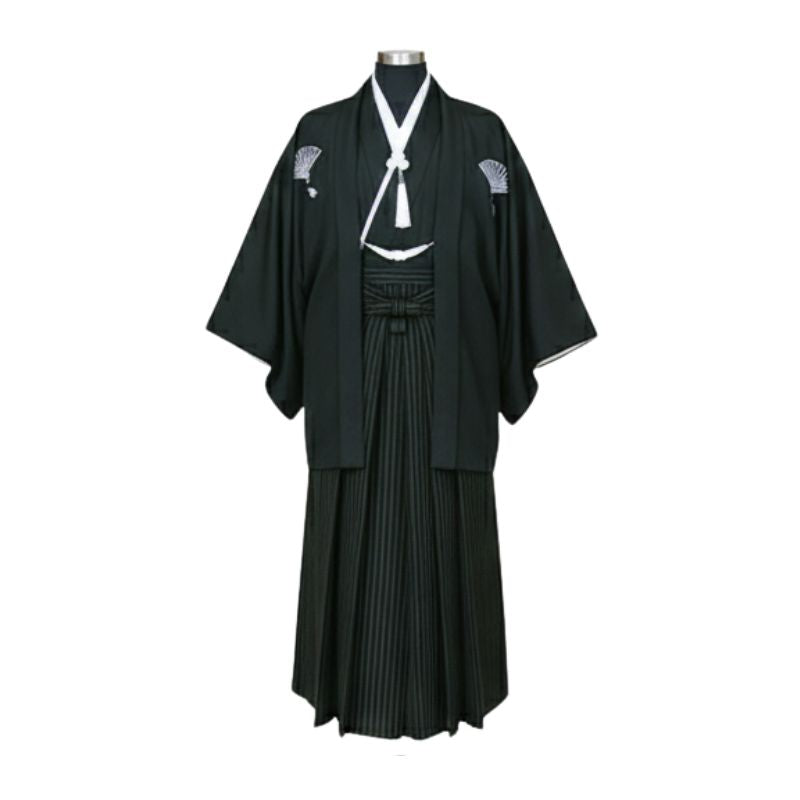 Kimono Japonais Vintage Noir Avec Motifs Traditionnels Élégants, Kimono Japonais Vintage Noir 