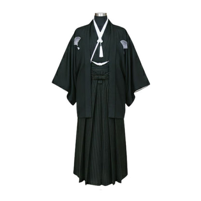 Kimono Japonais Vintage Noir Avec Motifs Traditionnels Élégants, Kimono Japonais Vintage Noir 