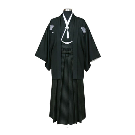 Kimono Japonais Vintage Noir Avec Motifs Traditionnels Élégants, Kimono Japonais Vintage Noir 