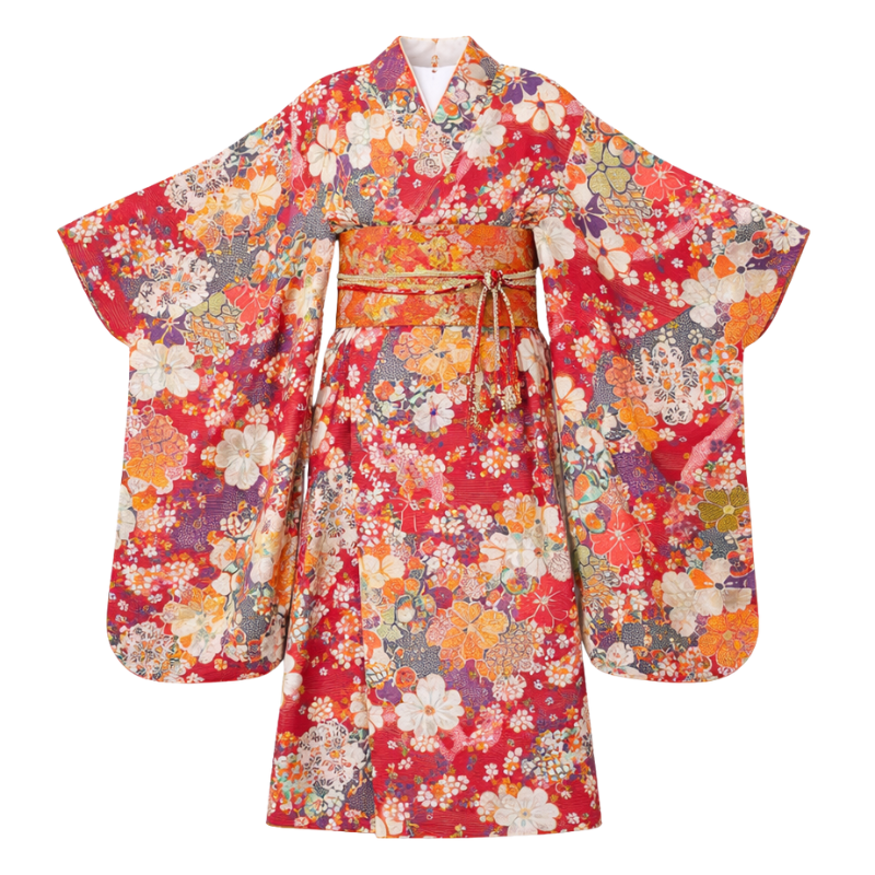 Kimono Traditionnel Avec Imprimé Sakura Et Manches Amples, Kimono Traditionnel 
