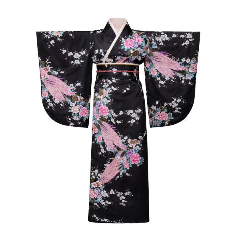 Kimono Traditionnel Japonais Avec Fleurs Délicates, Kimono Traditionnel Japonais 