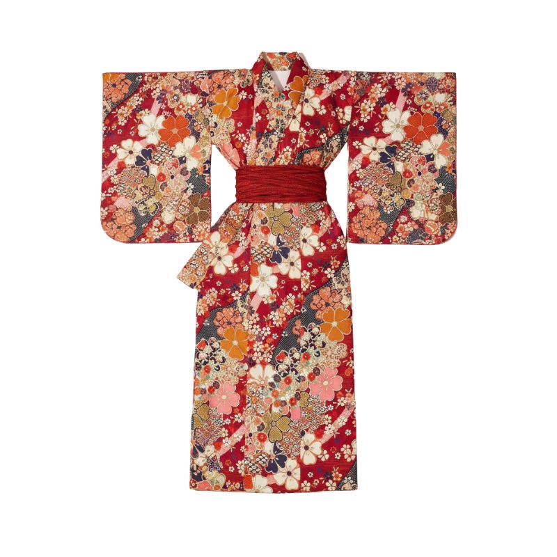 Kimono Traditionnel Japonais Avec Imprimé Floral Et Style Geisha, Kimono Traditionnel Japonais 