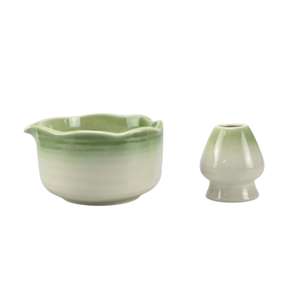 Kit Matcha Bol Verseur Et Support Fouet Dégradé Vert, Kit Matcha 