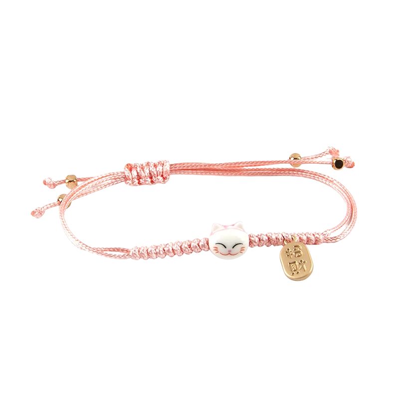 Maneki Neko Bracelet Tressé, Maneki Neko Bracelet Rose