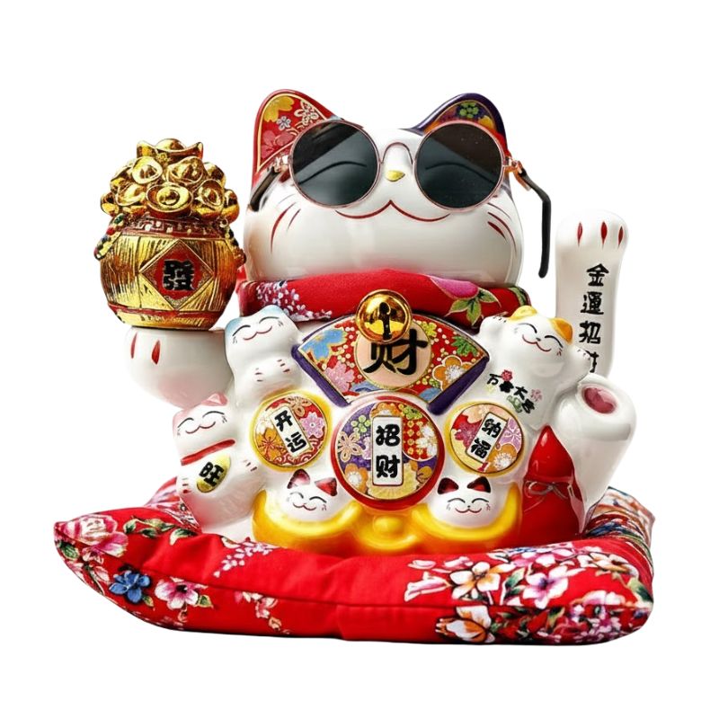 Maneki Neko Figurine Chat Traditionnelle 17 cm, Maneki Neko figurine