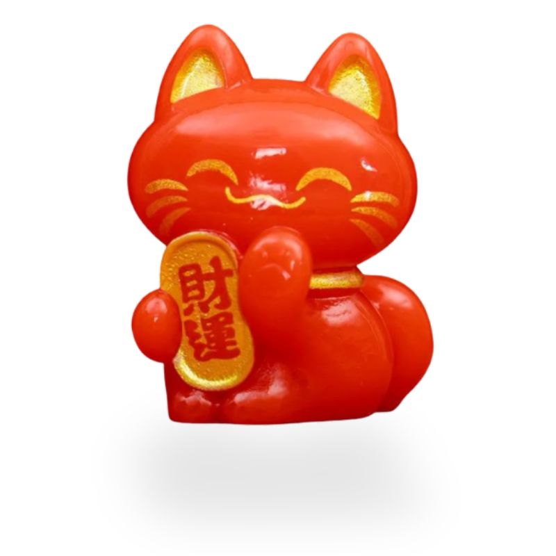 Maneki Neko Mini Figurine Décorative 2,6 cm, Maneki Neko Mini Figurine Rouge