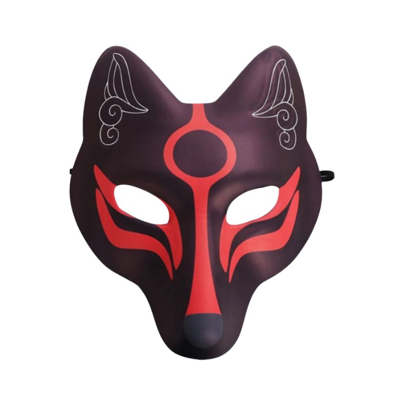 Masque Kitsune Cosplay Avec Forme Renard Allongée, masque kitsune japonais