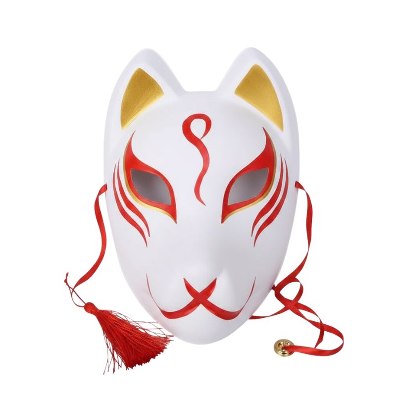 Masque Kitsune Cosplay Avec Forme Renard Stylisée, Masque Kitsune japonais cosplay