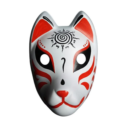 Masque Kitsune Japonais Avec Design Renard Mystique, Masque Kitsune Japonais