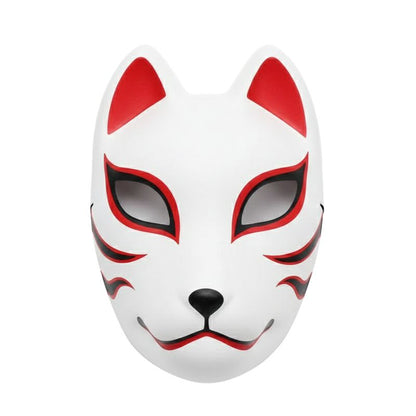Masque Kitsune Japonais Rigide Avec Motif Renard Stylisé, masque Kitsune Japonais