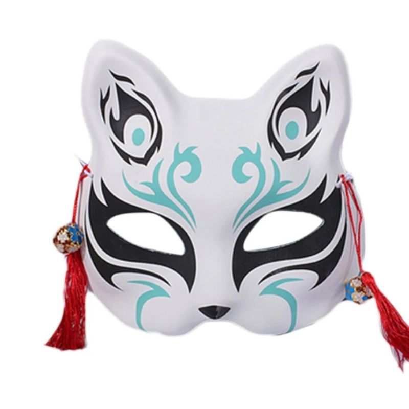 Masque Kitsune Traditionnel Avec Clochettes, masque Kitsune Traditionnel