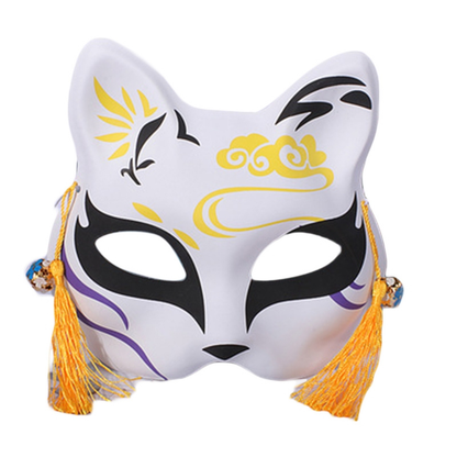 Masque Kitsune Traditionnel Avec Finitions Contrastées, masque kitsune traditionnel