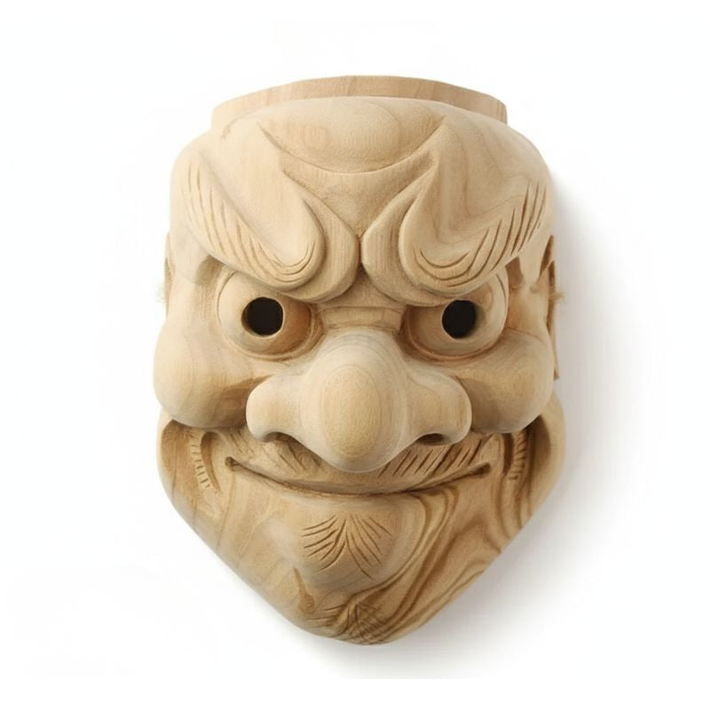 Masque Nô En Bois Avec Expression Démoniaque, masque Nô japonais