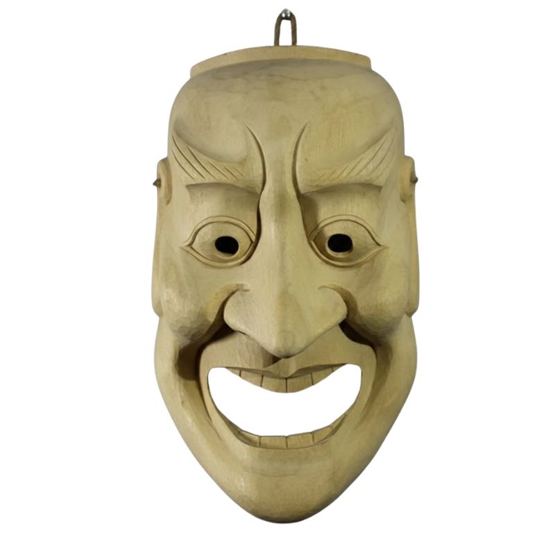 Masque Nô En Bois Sculpté Avec Expression Théâtrale Intense, masque japonais