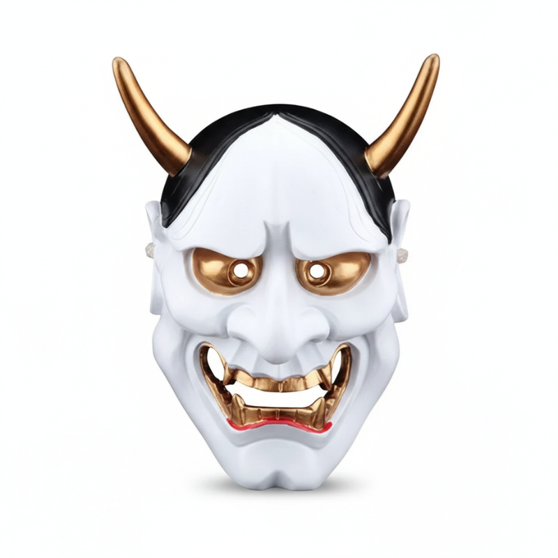 Masque Nô Traditionnel Avec Détails Dorés, masque Nô traditionnel