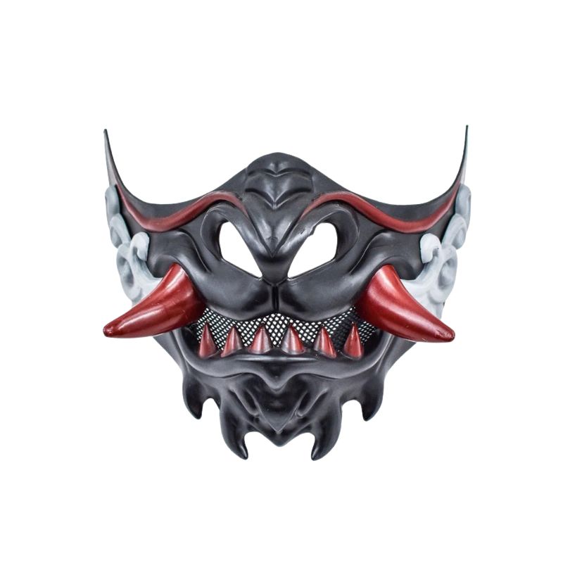 Masque Samouraï Oni Avec Dents Aiguisées, masque japonais