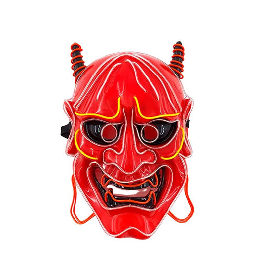 Masque Samouraï Oni LED Avec Effet Lumineux Néon, masque japonais LED