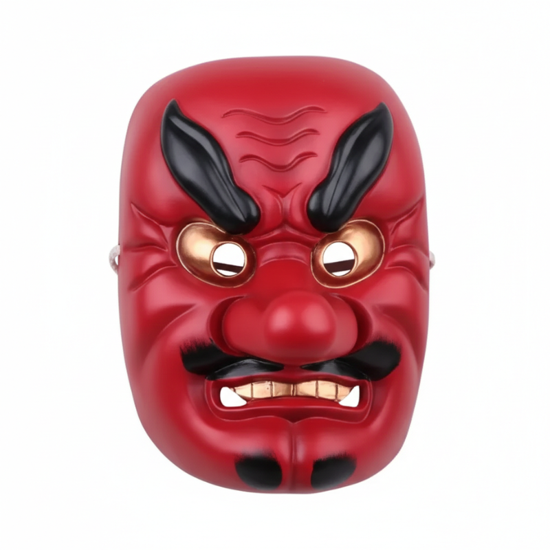 Masque Tengu Rouge Avec Nez Long, masque Tengu japonais