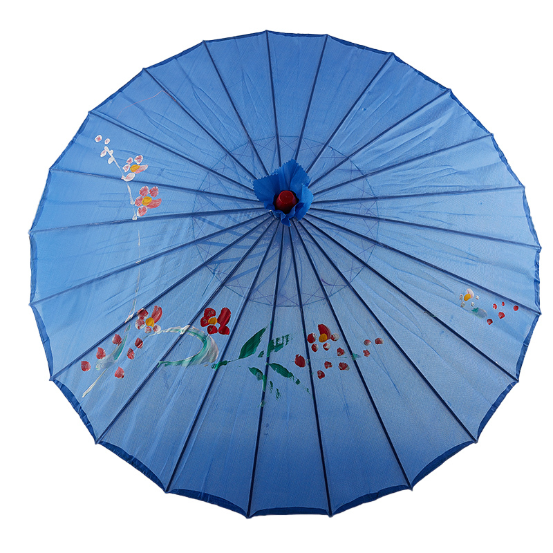 Parapluie Japonais Traditionnel En Papier Huilé Style Sakura, Parapluie Japonais Bleu