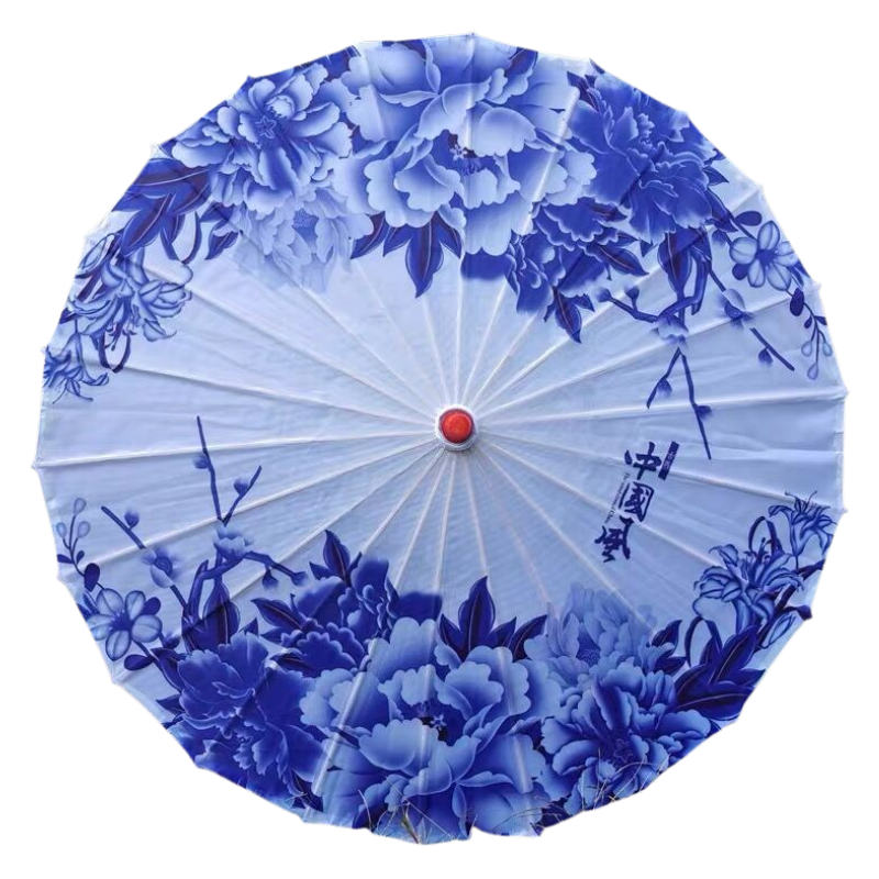 Parasol Asiatique Blanc Et Bleu Inspiration Traditionnelle, Parasol Asiatique 