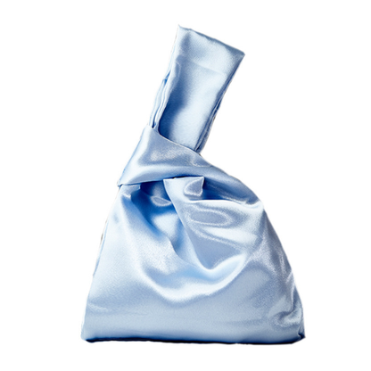Sac Japonais En Satin Brillant Avec Finition Lisse, Sac Japonais En Satin Bleu