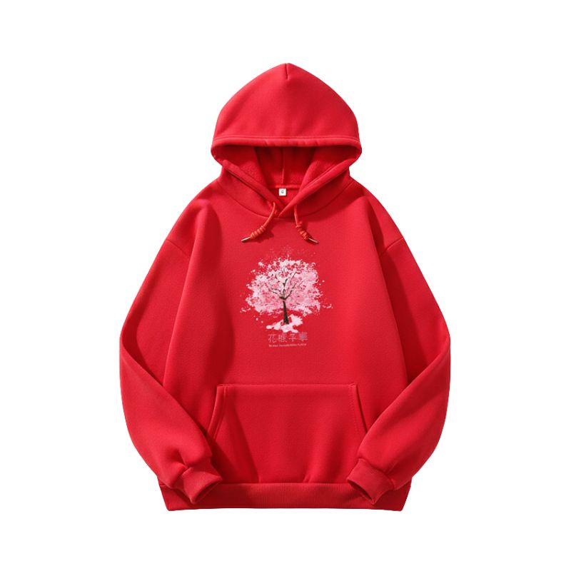 Sweat Japonais Avec Arbre Sakura, Sweat Japonais Rouge