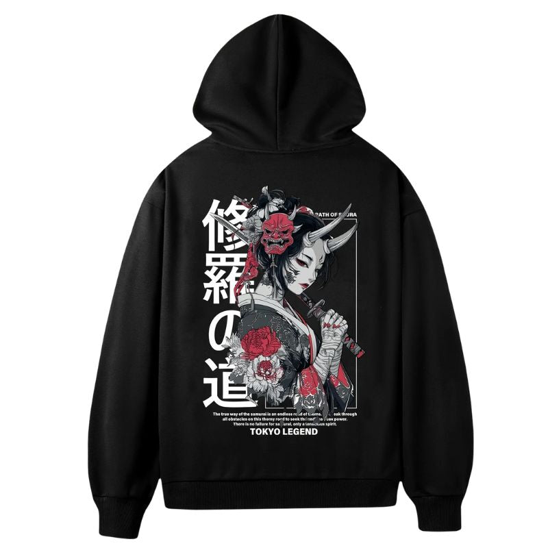 Sweat Japonais Avec Illustration Samouraï Moderne, Sweat Japonais Noir