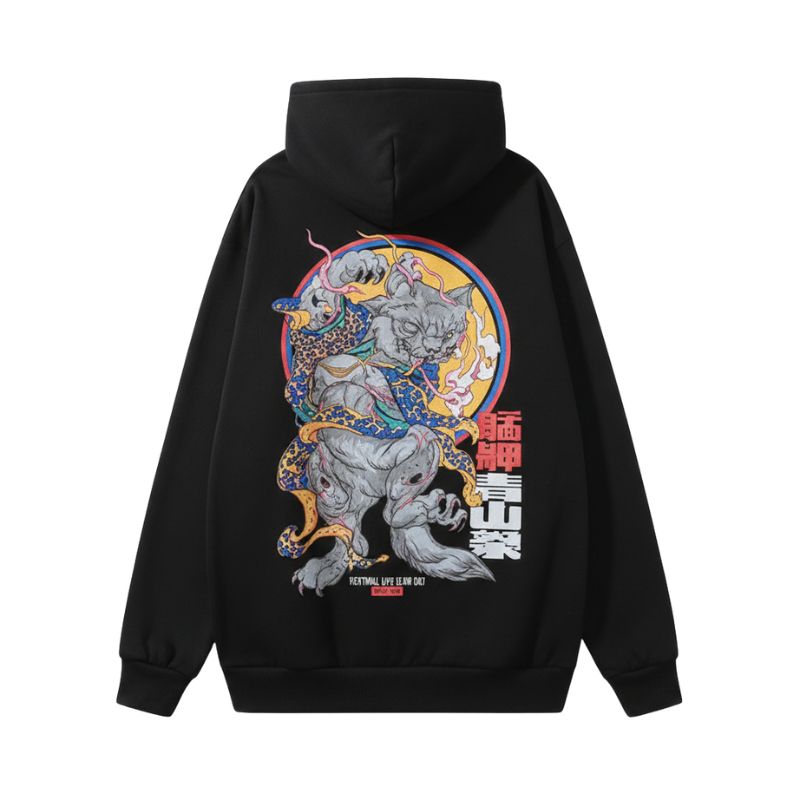 Sweat Japonais Avec Illustration Samouraï Mythique, Sweat Japonais Noir