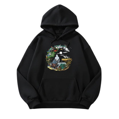 Sweat Japonais En Style Anime Avec Motif Paysage Fantaisie, Sweat Japonais Noir