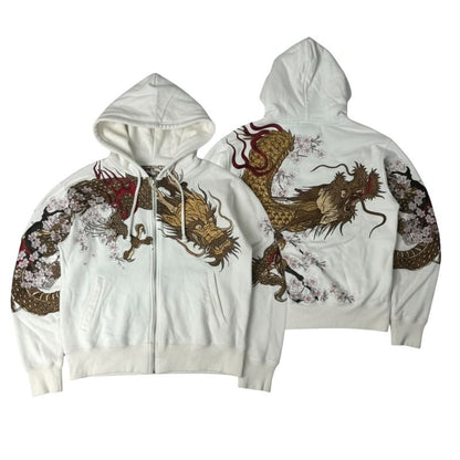 Sweat Japonais Zippé Avec Motif Dragon Traditionnel, sweat japonais avec motif