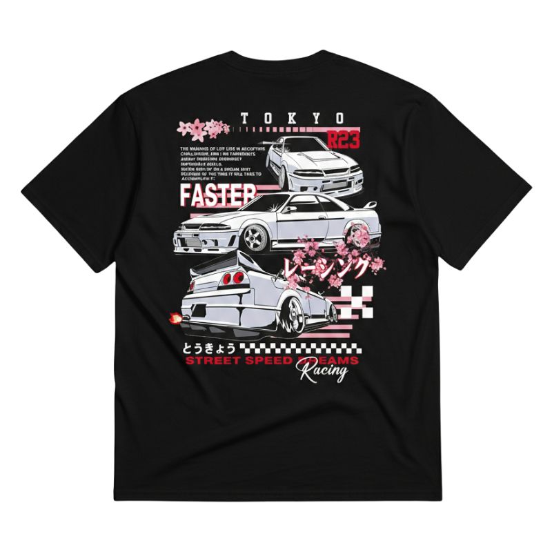 T-Shirt Japonais Noir Style Harajuku Racing Tokyo, T-Shirt Japonais Noir 