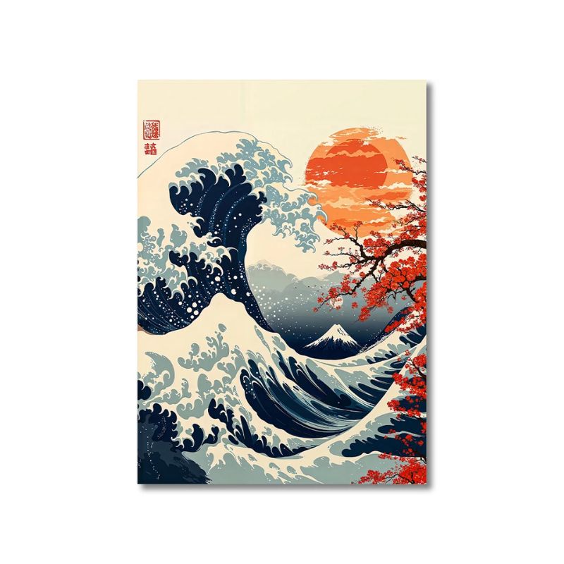 Tableau Japonais Aux Grande Vague, Tableau Japonais 