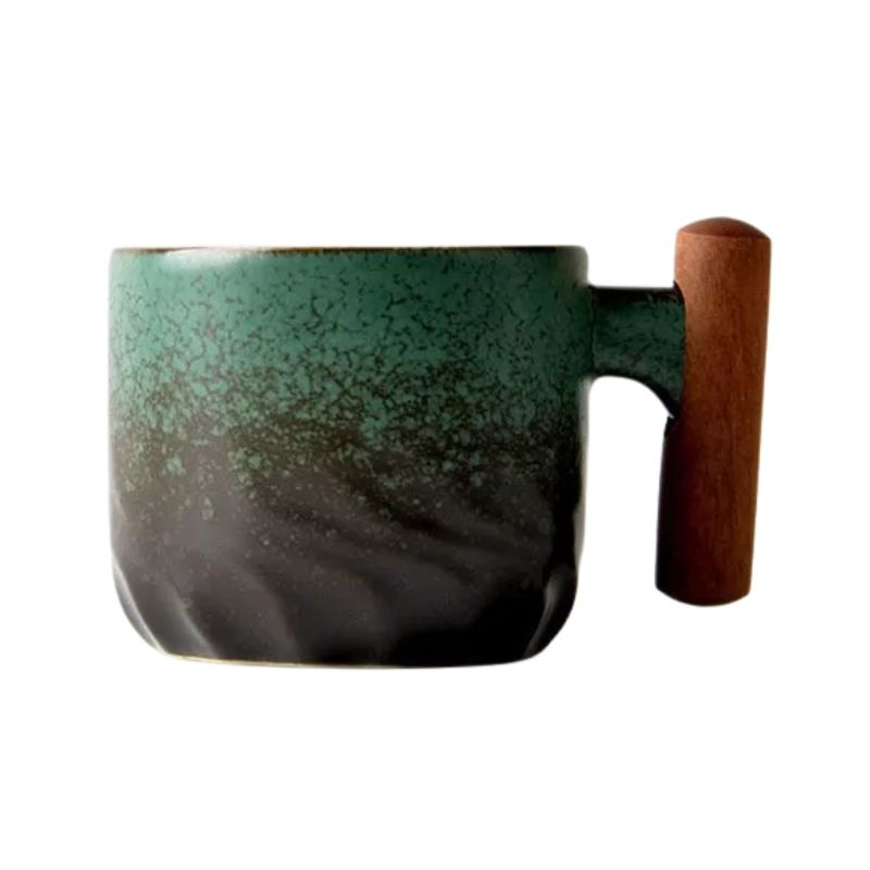 Tasse Japonaise Minimaliste Avec Anse en Bois, Tasse Japonaise 
