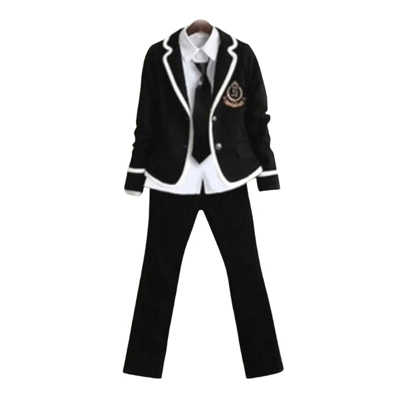 Uniforme Japonais Avec Blazer Et Pantalon Ajusté, Uniforme Japonais Noir