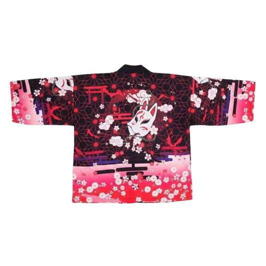 Veste Kimono Avec Motif Japonais Renard Et Fleurs Sakura, veste kimono femme avec motif