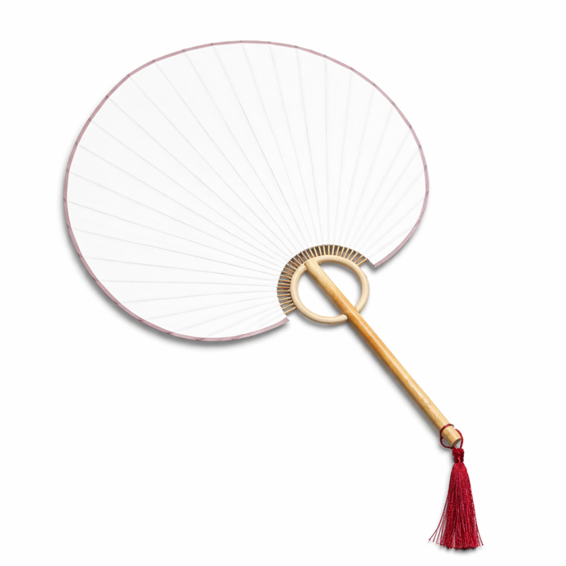 Éventail Japonais Minimaliste Avec Poignée Circulaire, Éventail Japonais Blanc