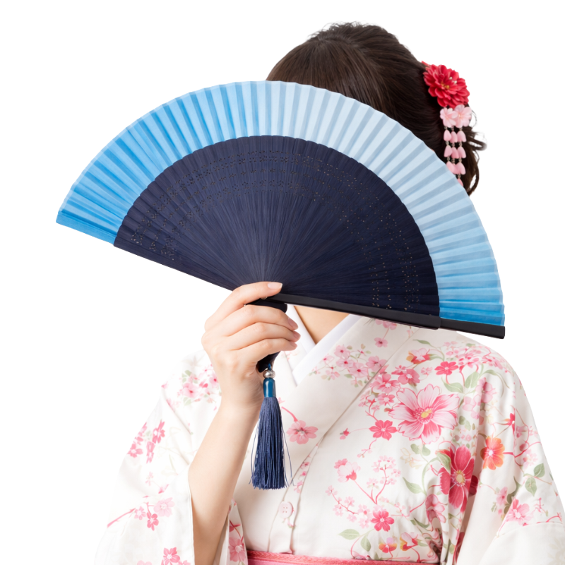 Éventail Japonais Traditionnel Style Sophistiqué, Éventail Japonais Bleu